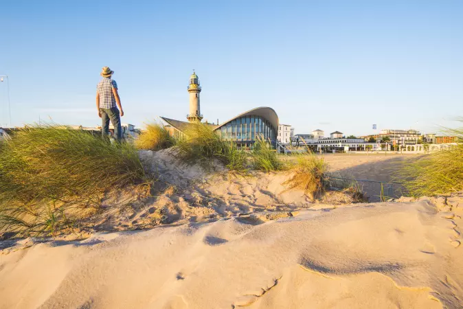 Dunes and a lighthouse in Warnemünde